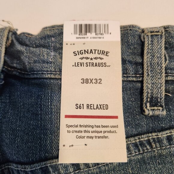 Signature Levi Strauss S61 Relaxed Fit Jeans Stretch Blue Mens 38x32 NEW NWT - Picture 7 of 16